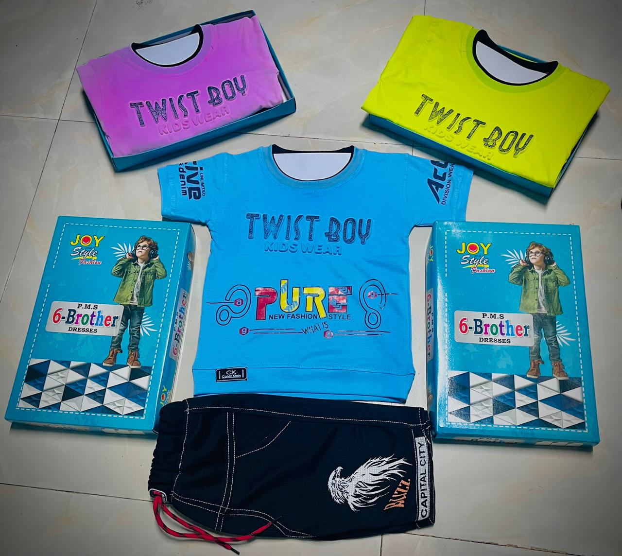 Stylish Printed T-Shirt & Shorts Combo Casual Summer Outfit set of 6 pieces